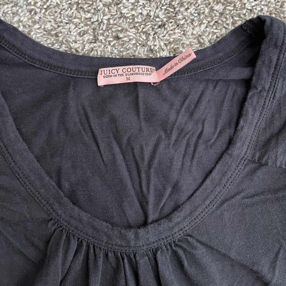 Juicy Couture Y2K Black Ruffle Sleeve Shirt - Picture 2 of 4